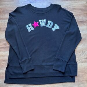 Judith March Black Howdy Sequin Star Sweatshirt Women's Size M Nashville Cowgirl